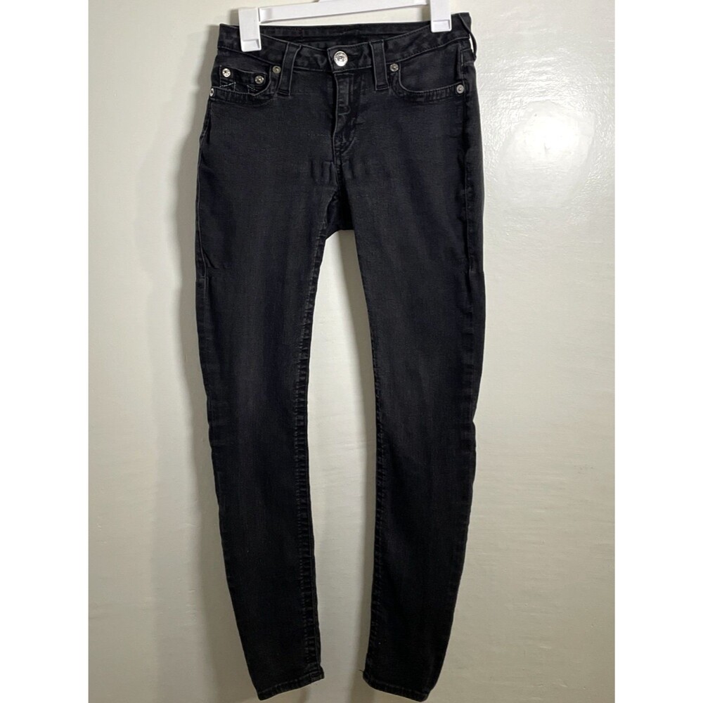 True Religion Jeans Women's 27 Faded Black Denim Curvy Skinny Stretch